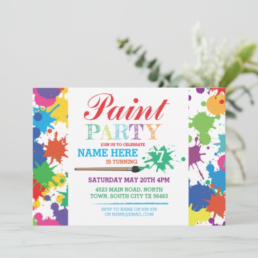 絵を描パーティーアート招待状アニーエイジ招待状 招待状 (スタンド正面)