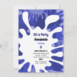 絵を描パーティーブルーアート誕生日パーティーだ 招待状