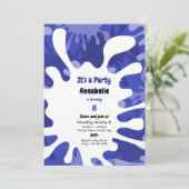 絵を描パーティーブルーアート誕生日パーティーだ 招待状 (スタンド正面)
