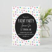 絵を描パーティー水彩画ドット最初の誕生日パーティー 招待状 (スタンド正面)