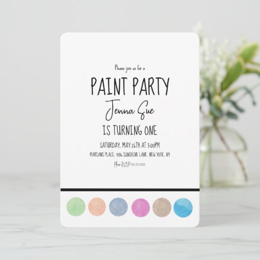 絵を描パーティー水彩画誕生日 招待状 (スタンド正面)