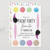 絵を描パーティー水彩画誕生日 招待状 (正面/裏面)