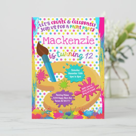 絵を描パーティー絵を描誕生日招待状 招待状 (スタンド正面)