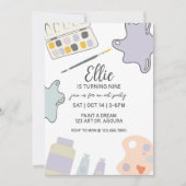 絵を描パーティー美術誕生日年齢絵を描等 招待状 (正面)