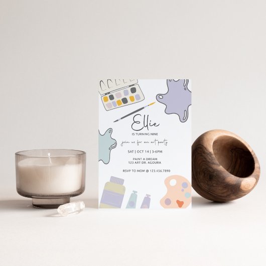 絵を描パーティー美術誕生日年齢絵を描等 招待状