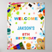 絵を描パーティー誕生日ウェルカムサイン ポスター (正面)