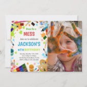 絵を描パーティー誕生日招待状(写真付) 招待状 (正面)