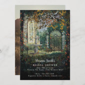絵を描ビクトリアンガーデンロマンスブライダルシャワー 招待状 (正面/裏面)