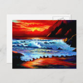 絵を描ビーチサンセットポストカード ポストカード (正面/裏面)