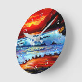 絵を描ビーチサンセットラウンドクロック ラウンド壁時計 (傾斜)