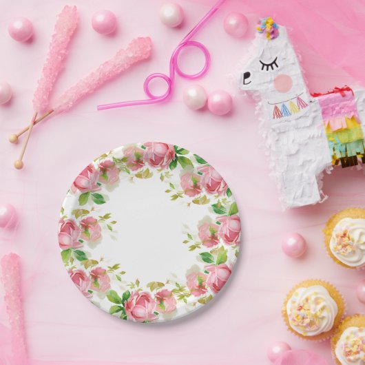絵を描ピックローゼインヴィンテージスタイル ペーパープレート (パーティー)