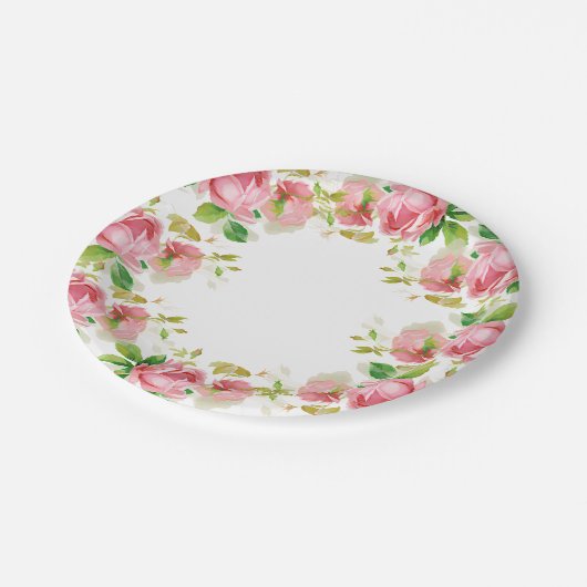 絵を描ピックローゼインヴィンテージスタイル ペーパープレート (アングル)