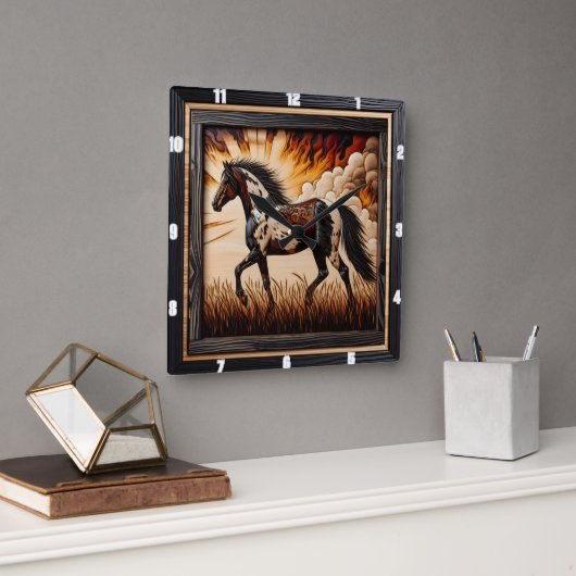 絵を描フィールド: Sunlit Trot Custom Design スクエア壁時計 (オフィス)