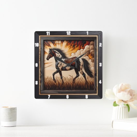 絵を描フィールド: Sunlit Trot Custom Design スクエア壁時計 (ホーム)