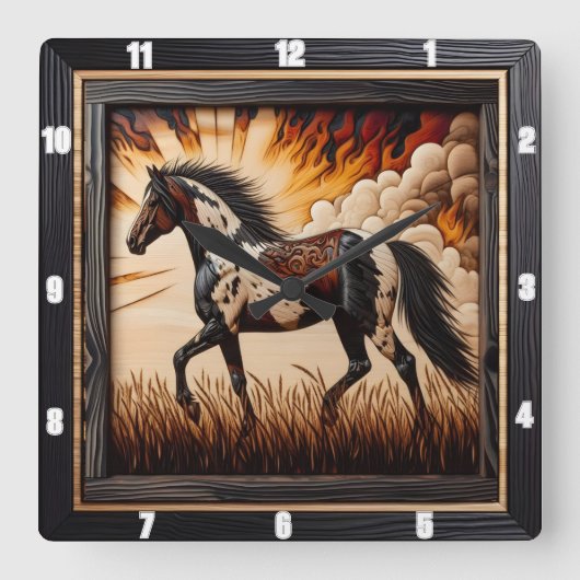 絵を描フィールド: Sunlit Trot Custom Design スクエア壁時計 (正面)