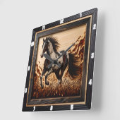 絵を描フィールド: Sunlit Trot Wood Custom Design スクエア壁時計 (傾斜)