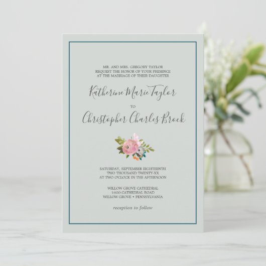 絵を描フォーマル結婚フローラ 招待状 (スタンド正面)