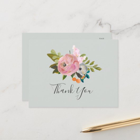 絵を描フローラありがとうはがき ポストカード (正面/裏面インサイチュ)