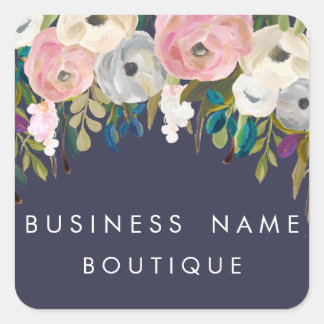 絵を描フローラのカスタマイズ可能なBusiness Stickers スクエアシール