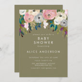 絵を描フローラガーデンベイビーシャワー招待状 招待状 (正面/裏面)