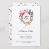 絵を描フローラクレスト75th誕生日パーティー 招待状 (正面/裏面)