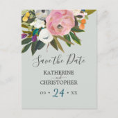 絵を描フローラセーブ・ザ・デート案内 インビテーションポストカード (正面)