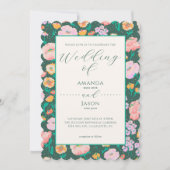 絵を描フローラダークグリーン結婚式招待状 招待状 (正面)