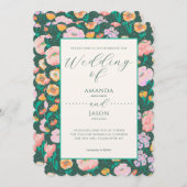 絵を描フローラダークグリーン結婚式招待状 招待状 (正面/裏面)