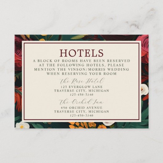 絵を描フローラダークティール（緑がかった色）結婚ズ エンクロージャーカード (正面)