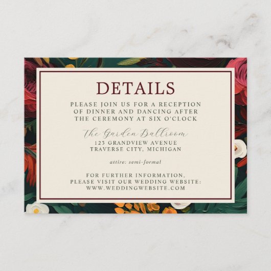 絵を描フローラダークティール（緑がかった色）結婚ズ エンクロージャーカード (正面)