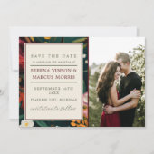 絵を描フローラダークティール（緑がかった色）結婚ズ セーブザデート (正面)