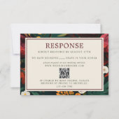 絵を描フローラダーク・ブルゴーニュ・グリーン結婚Webサイト 出欠カード (正面)