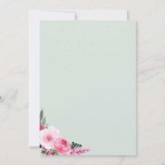 絵を描フローラピンクグリーン甘い16誕生日パーティー 招待状 (裏面)