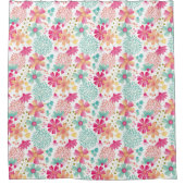 絵を描フローラフェミニンパステルフラワーパターン シャワーカーテン (正面)