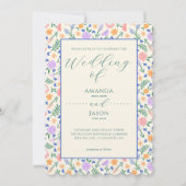 絵を描フローラフォークアート結婚式招待状 招待状 (正面)