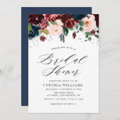 絵を描フローラブルゴーニュ海軍ブライダルシャワー 招待状 (正面/裏面)