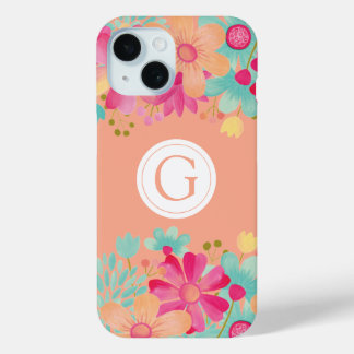 絵を描フローラモノグラムカスタマイズ蓋 iPhone 15ケース