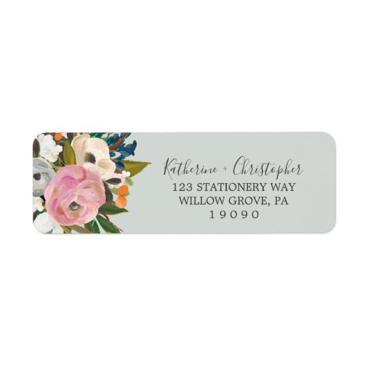 絵を描フローラ差出人住所ラベル ラベル (正面)