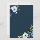 絵を描フローラ海軍とライトブルーブライダルシャワー 招待状 (裏面)