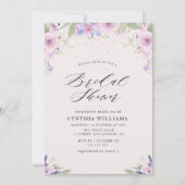絵を描フローラ紫ラベンダーブライダルシャワー 招待状 (正面)