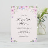 絵を描フローラ紫ラベンダーブライダルシャワー 招待状 (スタンド正面)