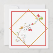 絵を描フローラ縁どバチェロレッテ招待状 招待状 (裏面)