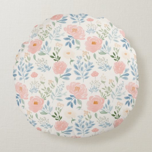 絵を描フローラ花星 ラウンドクッション (正面)