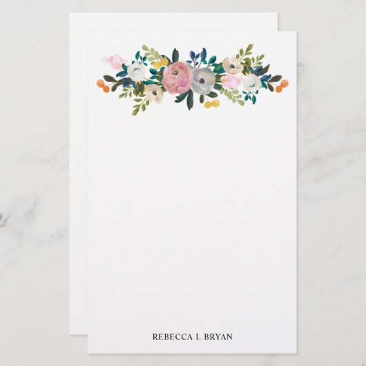 絵を描フローラ開花春ガーデンガーランド 便箋 (正面/裏面)