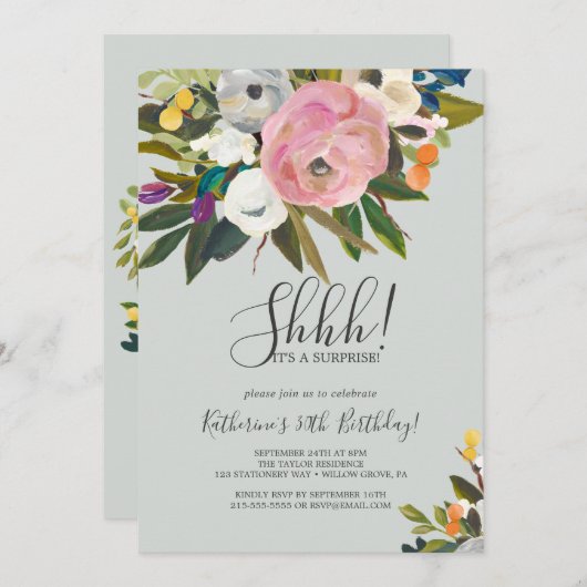 絵を描フローラ驚きパーティー 招待状 (正面/裏面)