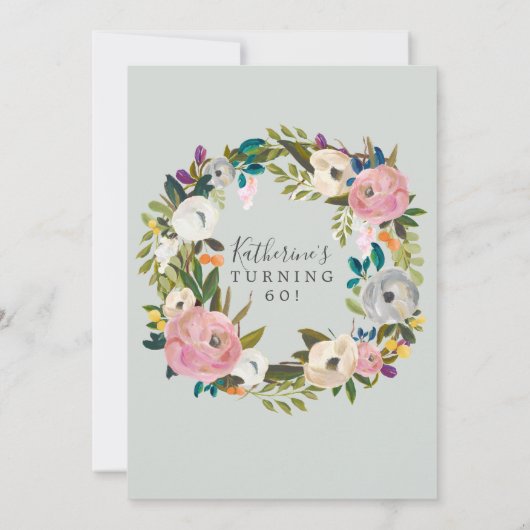 絵を描フローラ60誕生日 招待状 (裏面)