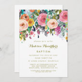 絵を描フローラ《キリスト教》洗礼式や命名式洗礼招待状 招待状 (正面/裏面)