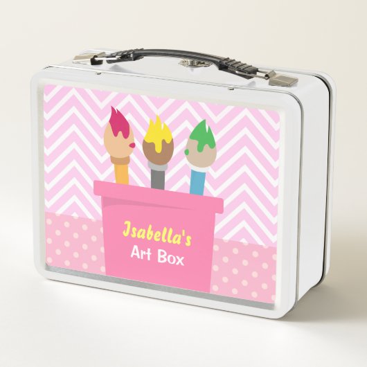 絵を描ブカラフルシのアーティストアートボックスガールズ名 メタルランチボックス (裏面)
