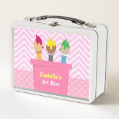 絵を描ブカラフルシのアーティストアートボックスガールズ名 メタルランチボックス (正面)
