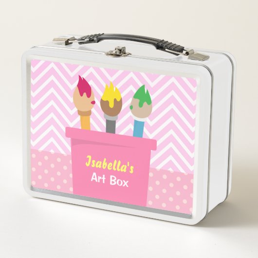 絵を描ブカラフルシのアーティストアートボックスガールズ名 メタルランチボックス (正面)